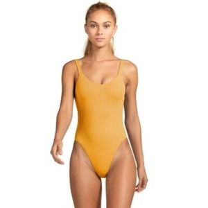 NWT Vitamin A Leah One Piece Swimsuit Yellow Rib